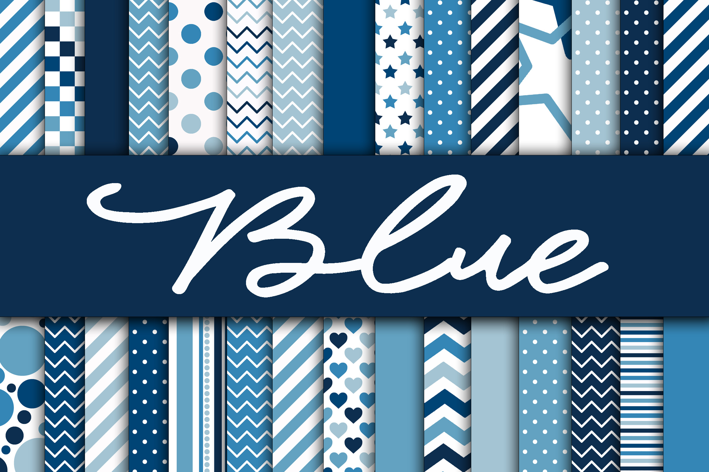 Blue Digital Paper: 30 Versatile, High-Resolution Designs for Creative Projects