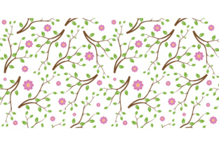 Branches of Trees and Flowers Seamless Pattern