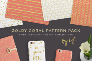 Digital Paper Pack Gold and Coral