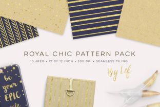 Digital Paper Pack in Dark Navy Blue and Gold