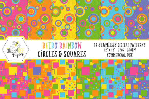 Seamless Retro Rainbow Digital Paper